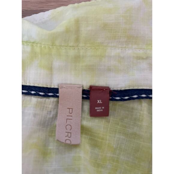 ANTHROPOLOGIE PILCRO CATE Button Down Watercolor Shirt Top Citron Yellow XL - Picture 10 of 10